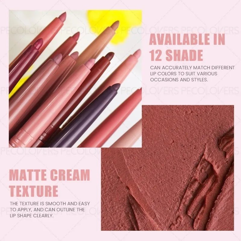 Multi - Color Solid Lip Liner — Charming Full Lip Contour Pencil in 6 Shades Non - Drying Formula - Mzunye