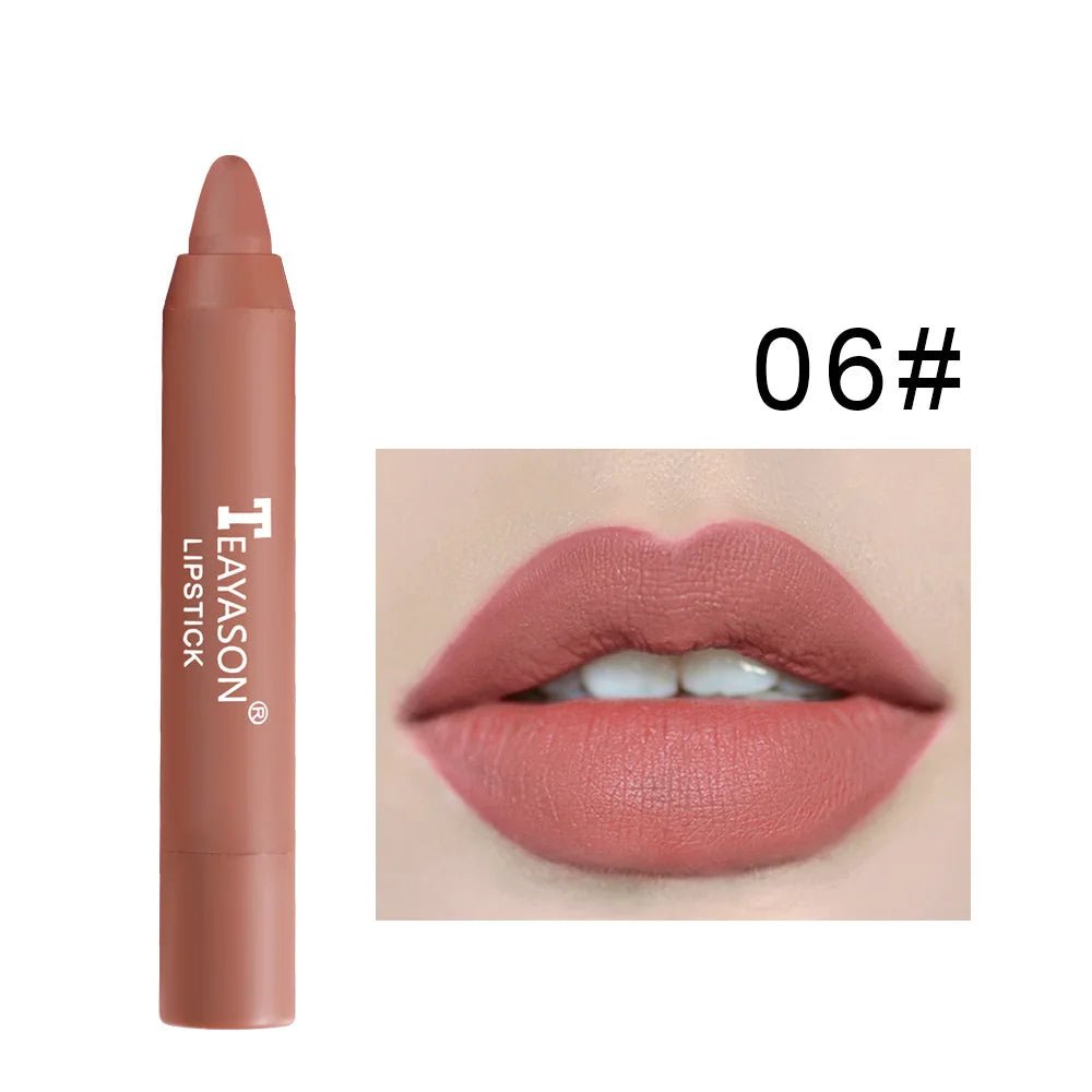 Natural Velvet Matte Lip Crayon — Long - Lasting Moisturizing High Pigment Rotate Lipstick Pen for Women - Mzunye