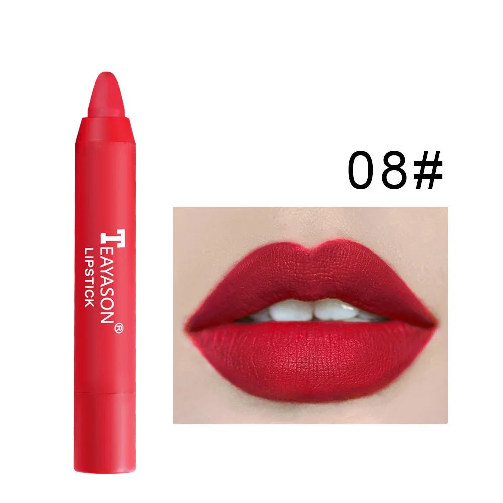 Natural Velvet Matte Lip Crayon — Long - Lasting Moisturizing High Pigment Rotate Lipstick Pen for Women - Mzunye