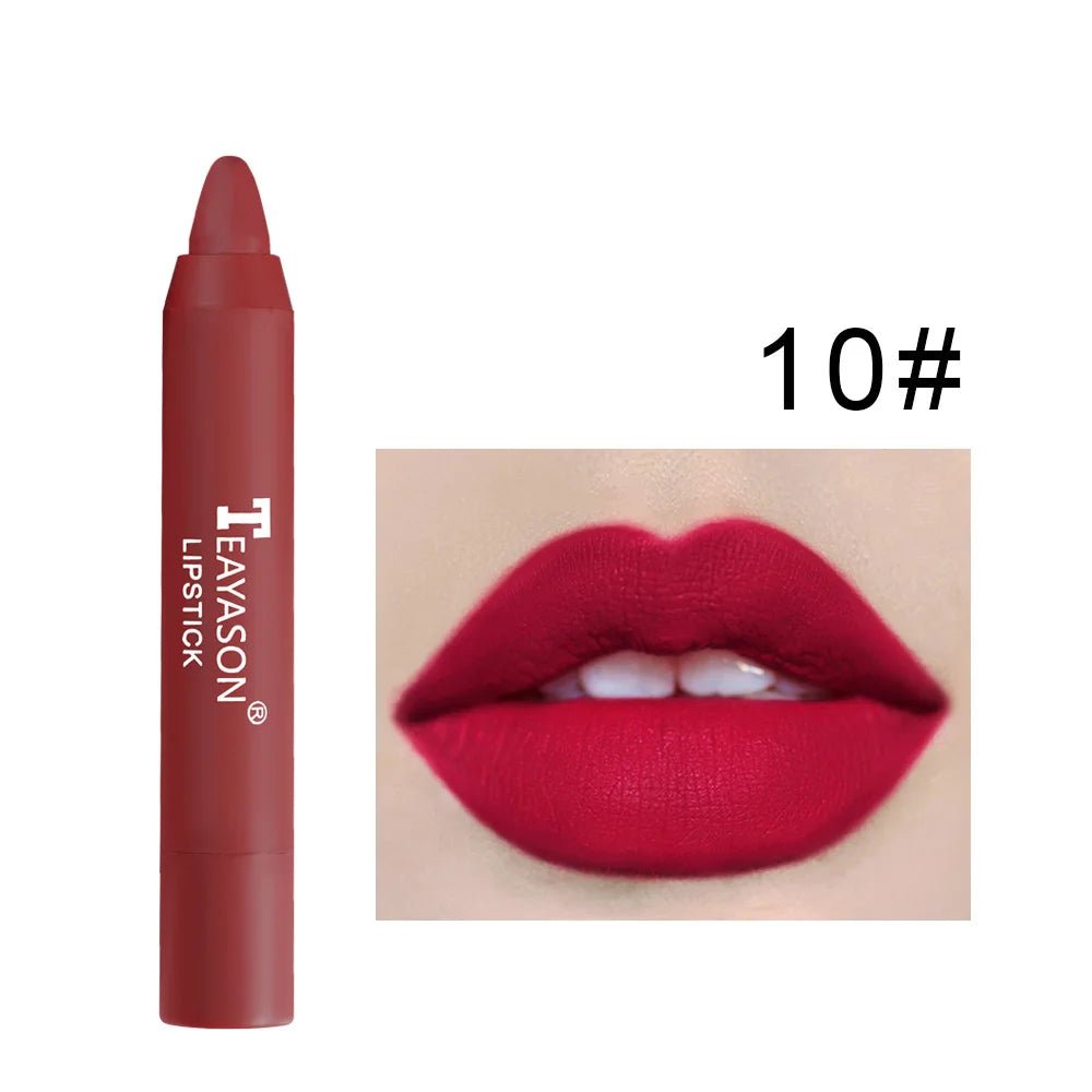 Natural Velvet Matte Lip Crayon — Long - Lasting Moisturizing High Pigment Rotate Lipstick Pen for Women - Mzunye