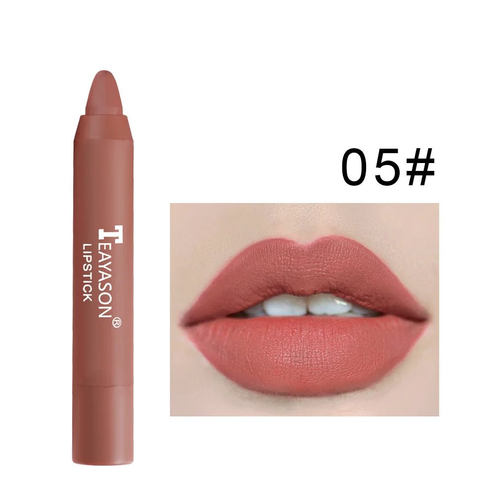 Natural Velvet Matte Lip Crayon — Long - Lasting Moisturizing High Pigment Rotate Lipstick Pen for Women - Mzunye