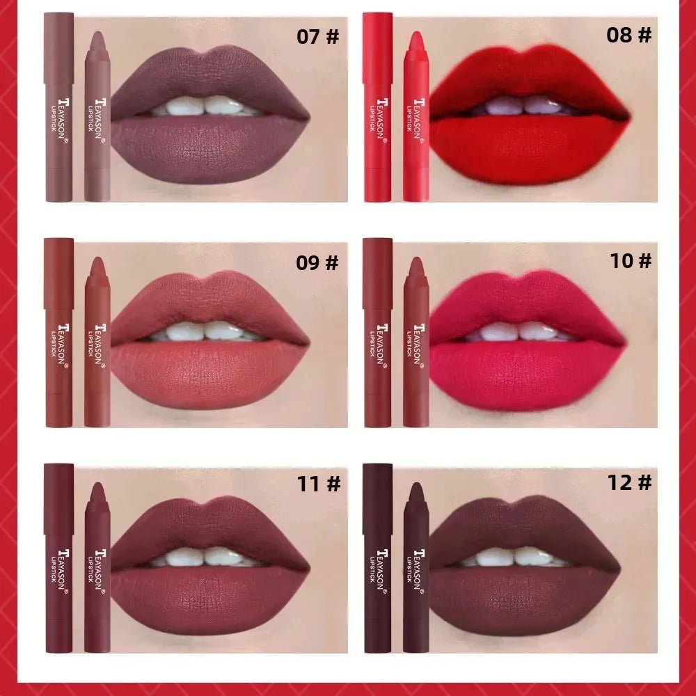Natural Velvet Matte Lip Crayon — Long - Lasting Moisturizing High Pigment Rotate Lipstick Pen for Women - Mzunye