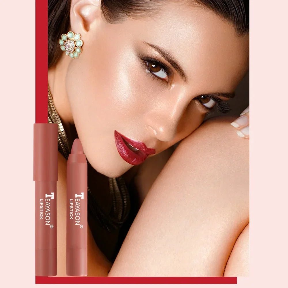 Natural Velvet Matte Lip Crayon — Long - Lasting Moisturizing High Pigment Rotate Lipstick Pen for Women - Mzunye