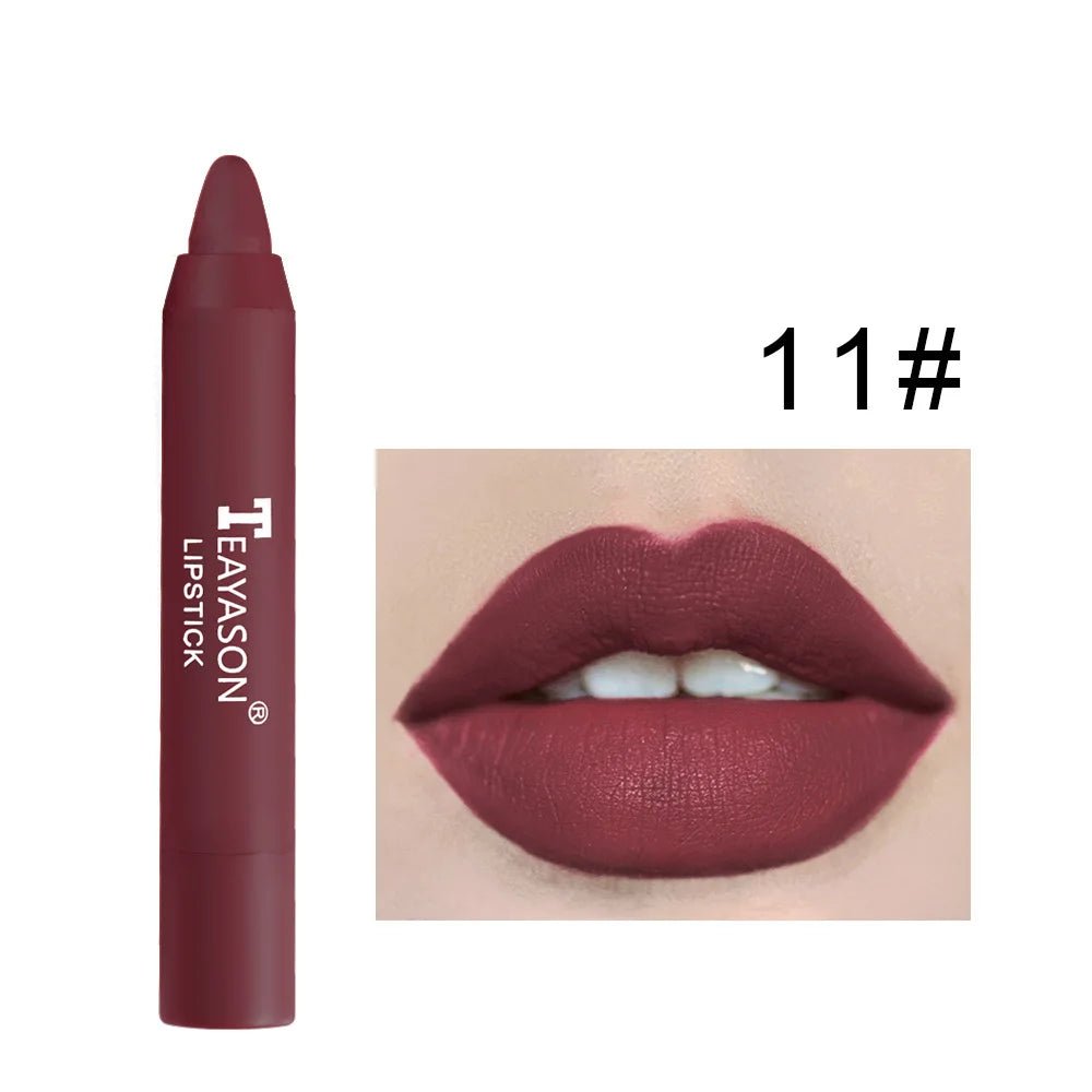 Natural Velvet Matte Lip Crayon — Long - Lasting Moisturizing High Pigment Rotate Lipstick Pen for Women - Mzunye