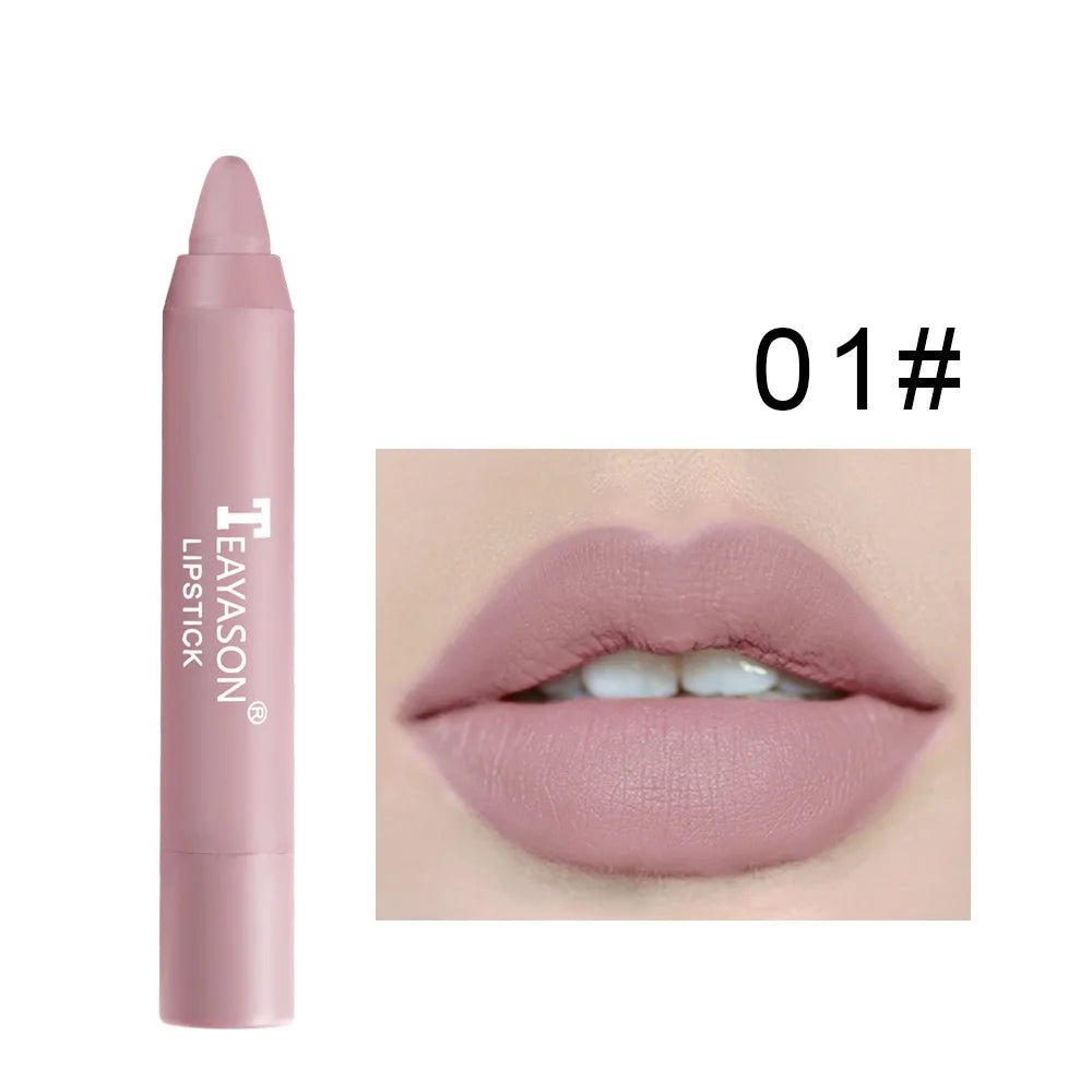 Natural Velvet Matte Lip Crayon — Long - Lasting Moisturizing High Pigment Rotate Lipstick Pen for Women - Mzunye