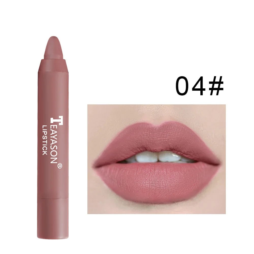 Natural Velvet Matte Lip Crayon — Long - Lasting Moisturizing High Pigment Rotate Lipstick Pen for Women - Mzunye