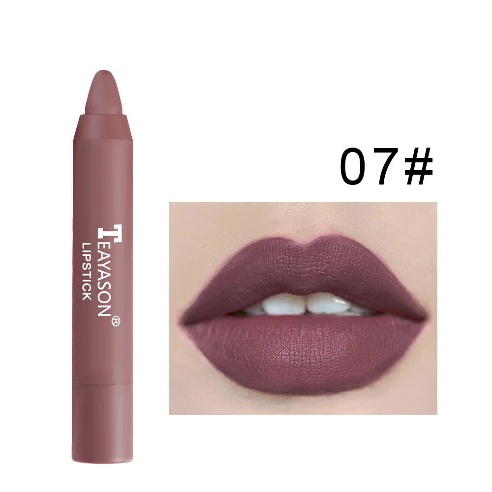 Natural Velvet Matte Lip Crayon — Long - Lasting Moisturizing High Pigment Rotate Lipstick Pen for Women - Mzunye
