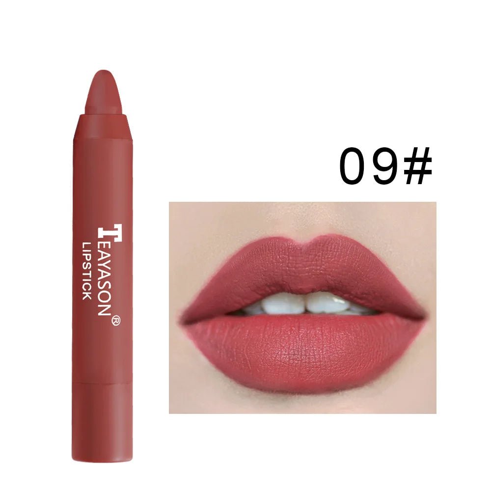 Natural Velvet Matte Lip Crayon — Long - Lasting Moisturizing High Pigment Rotate Lipstick Pen for Women - Mzunye