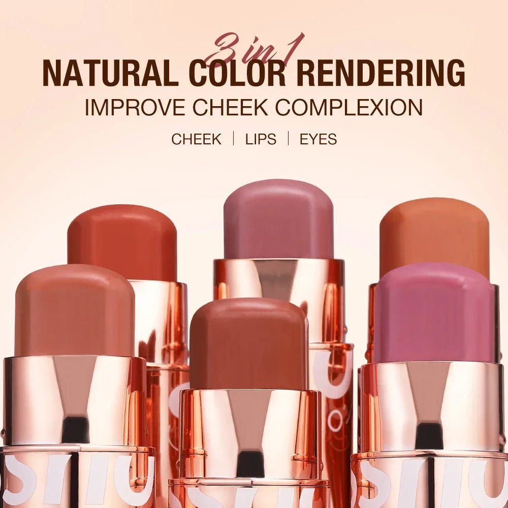 O.TWO.O 3 - in - 1 Cream Blush Stick — Lip, Cheek & Eye Colour, Waterproof Lightweight Multi - Use Makeup | 8 Shades - Mzunye