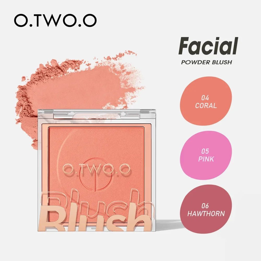 O.TWO.O 6 - Shade Blush Palette — Soft Mineral Powder, Natural Cheek Colour & Contour | Matte Finish - Mzunye