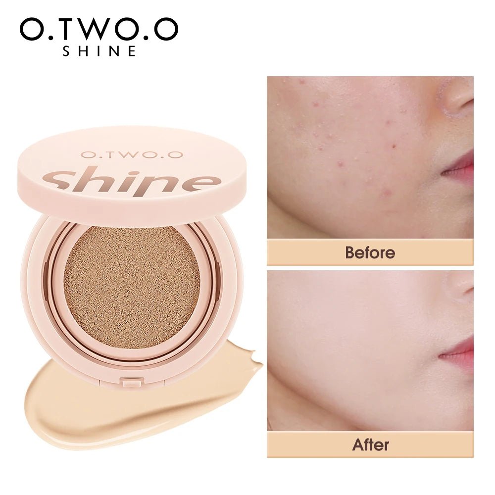 O.TWO.O Air Cushion Foundation — Full Coverage BB Cream, Breathable, Waterproof, Oil - Control | 3 Shades - Mzunye