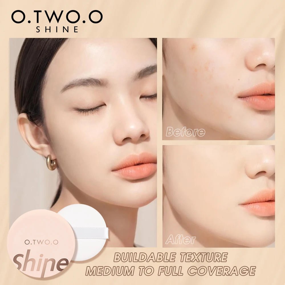 O.TWO.O Air Cushion Foundation — Full Coverage BB Cream, Breathable, Waterproof, Oil - Control | 3 Shades - Mzunye