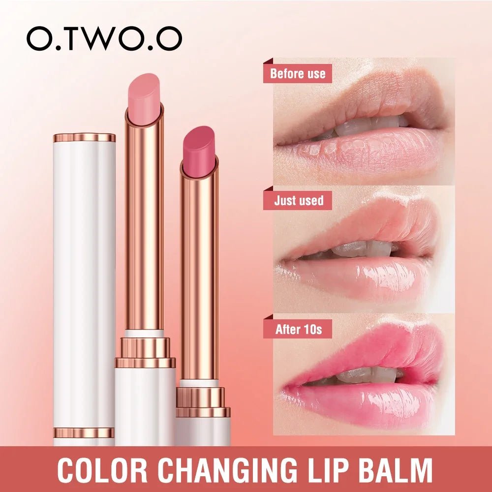 O.TWO.O Colour Changing Lip Balm — Moisturizing Beeswax Lip Gloss, Long - Lasting Tinted Lip Care | 4 Shades - Mzunye