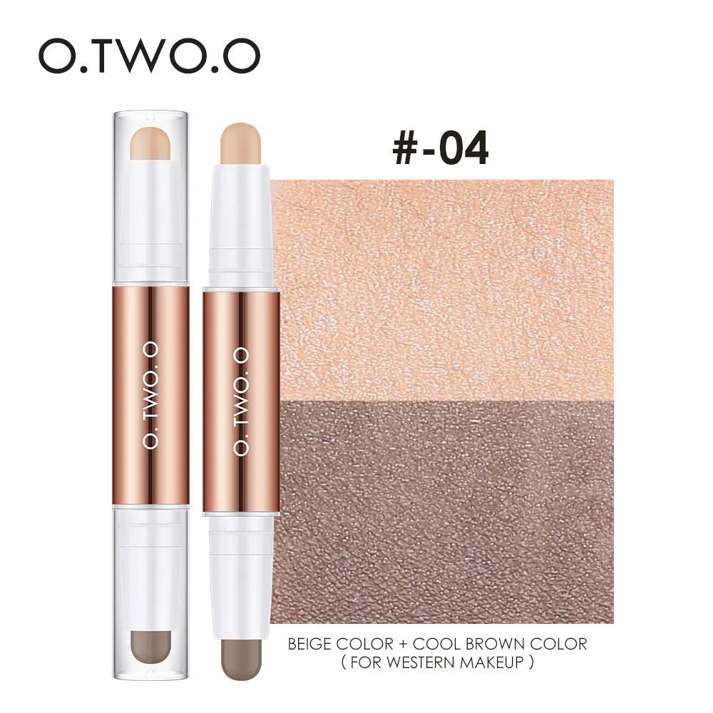 O.TWO.O Double - Ended Contour Stick — Highlight & Bronzer Pen, Waterproof Face Sculpting Makeup | 4 Shades - Mzunye