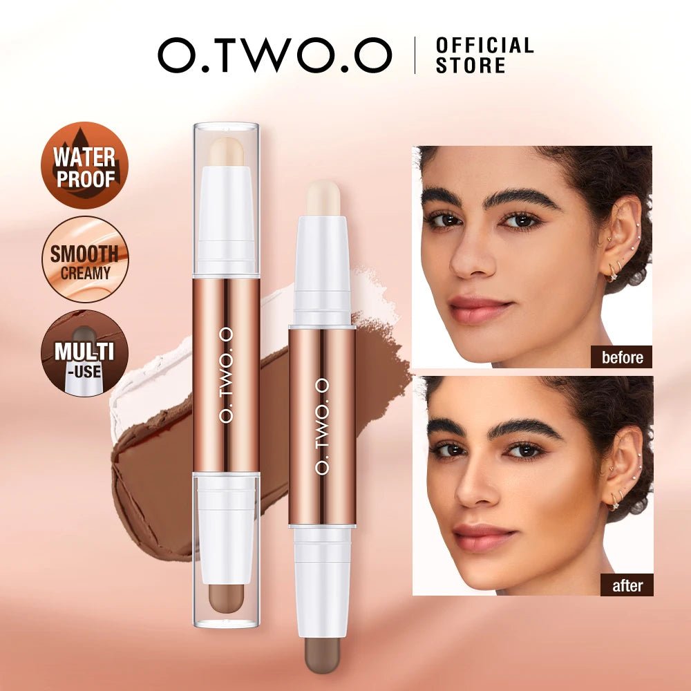 O.TWO.O Double - Ended Contour Stick — Highlight & Bronzer Pen, Waterproof Face Sculpting Makeup | 4 Shades - Mzunye