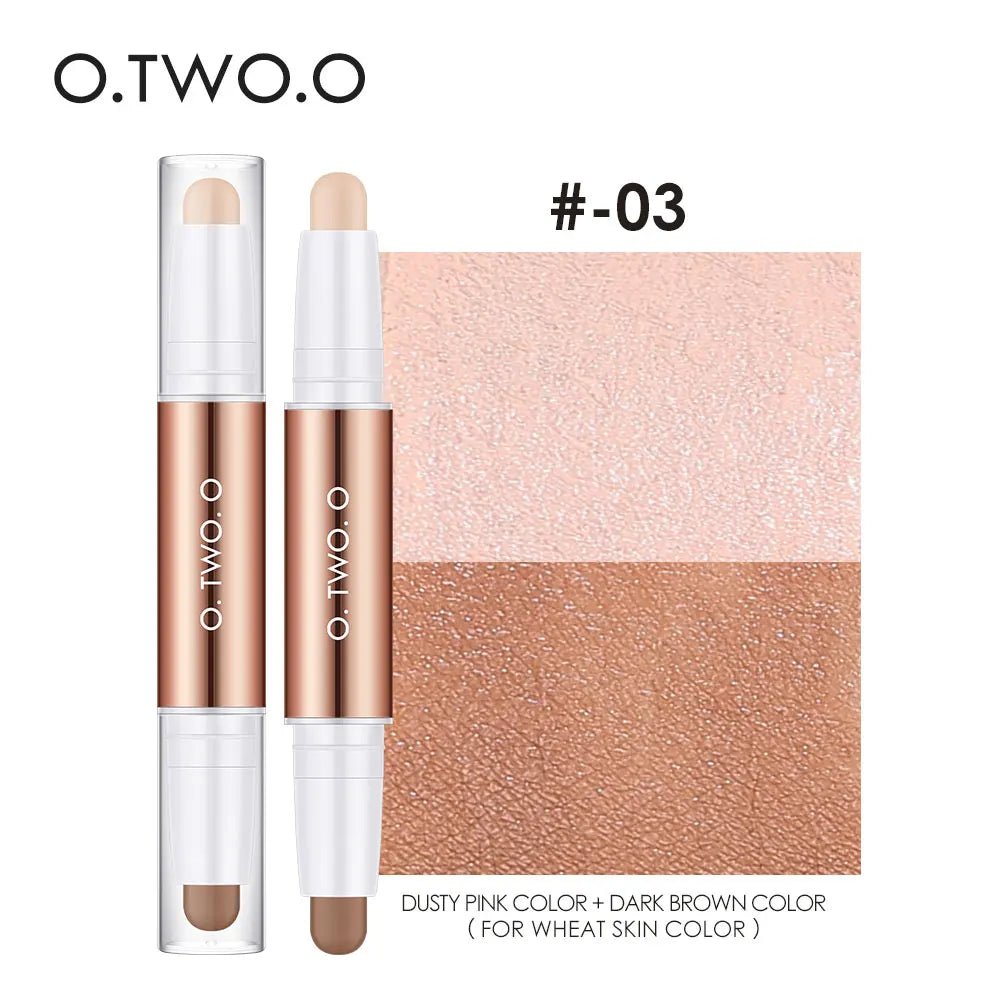 O.TWO.O Double - Ended Contour Stick — Highlight & Bronzer Pen, Waterproof Face Sculpting Makeup | 4 Shades - Mzunye