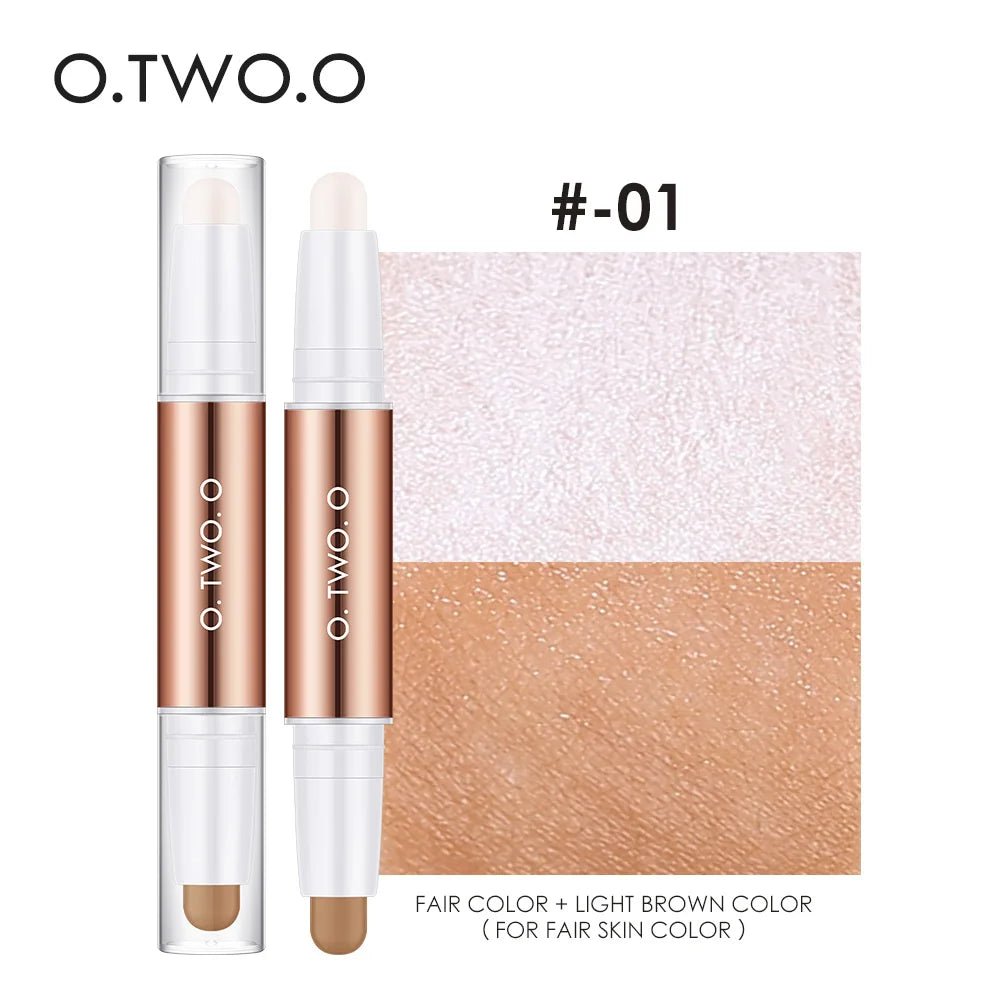 O.TWO.O Double - Ended Contour Stick — Highlight & Bronzer Pen, Waterproof Face Sculpting Makeup | 4 Shades - Mzunye
