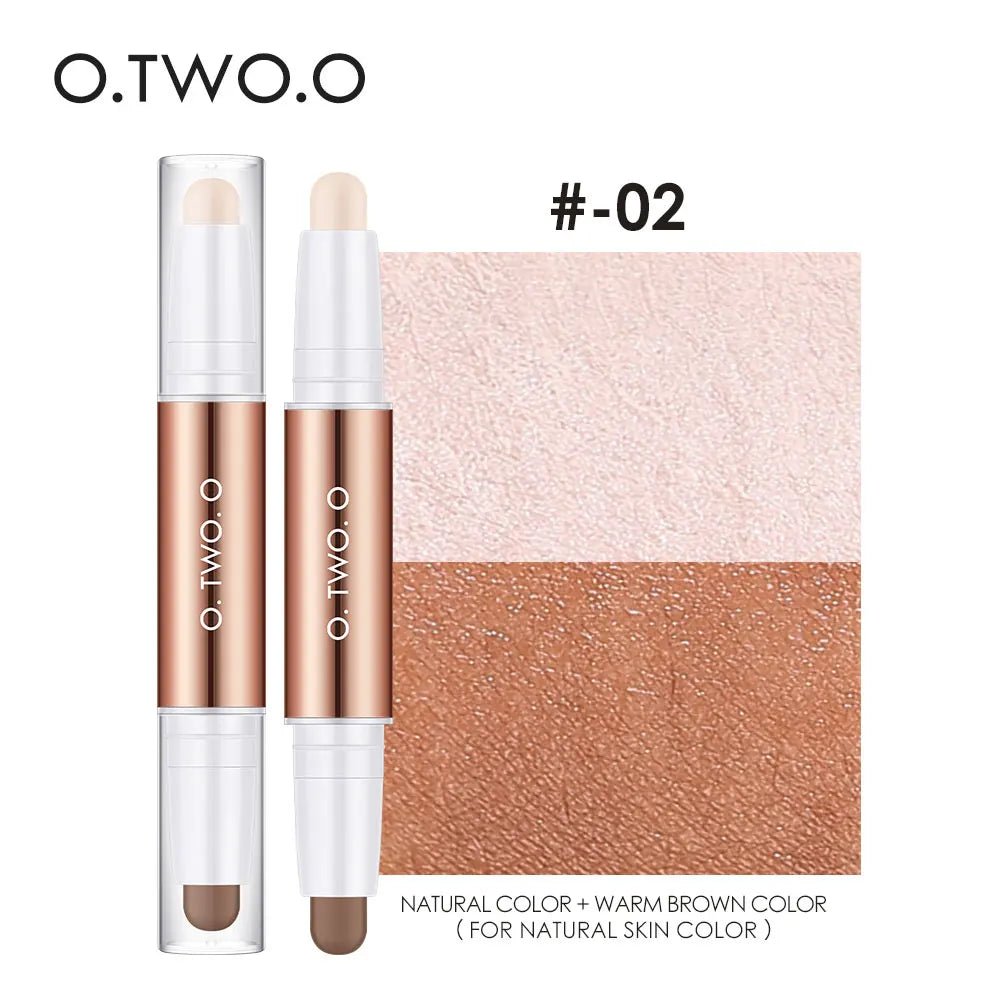 O.TWO.O Double - Ended Contour Stick — Highlight & Bronzer Pen, Waterproof Face Sculpting Makeup | 4 Shades - Mzunye