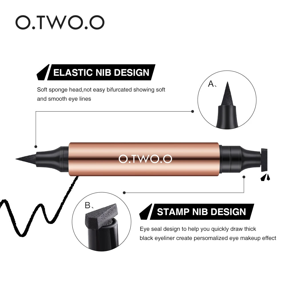 O.TWO.O Double - Ended Stamp Eyeliner Pen — Waterproof, Fast - Dry, Perfect Wing Every Time - Mzunye
