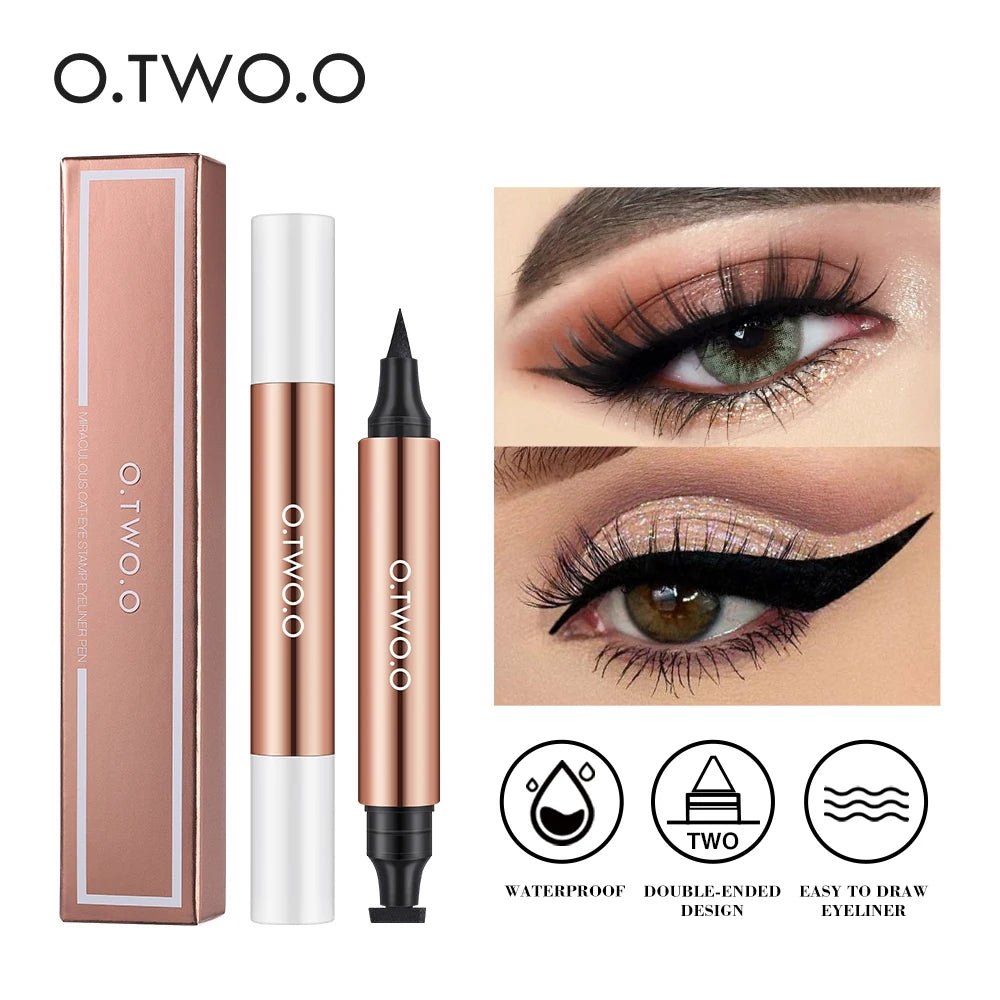 O.TWO.O Double - Ended Stamp Eyeliner Pen — Waterproof, Fast - Dry, Perfect Wing Every Time - Mzunye