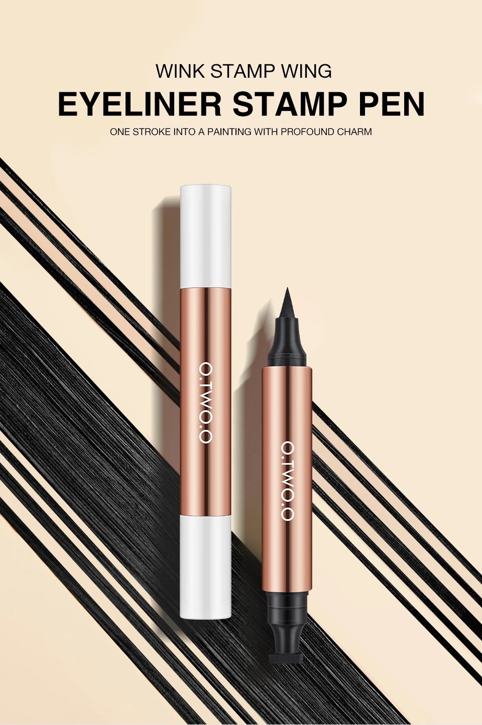 O.TWO.O Double - Ended Stamp Eyeliner — Waterproof, Fast - Dry Liquid Liner Pen | Perfect Wing Every Time - Mzunye
