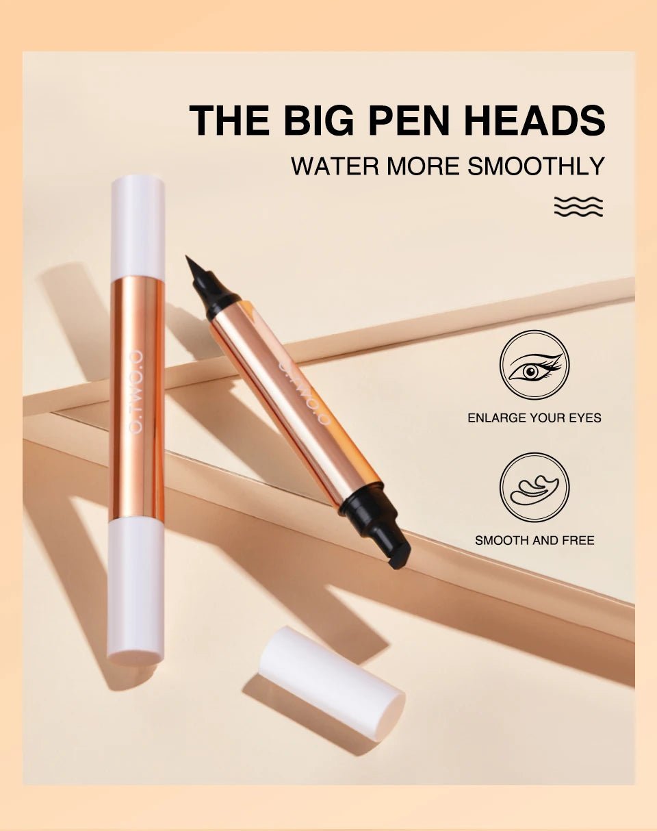 O.TWO.O Double - Ended Stamp Eyeliner — Waterproof, Fast - Dry Liquid Liner Pen | Perfect Wing Every Time - Mzunye