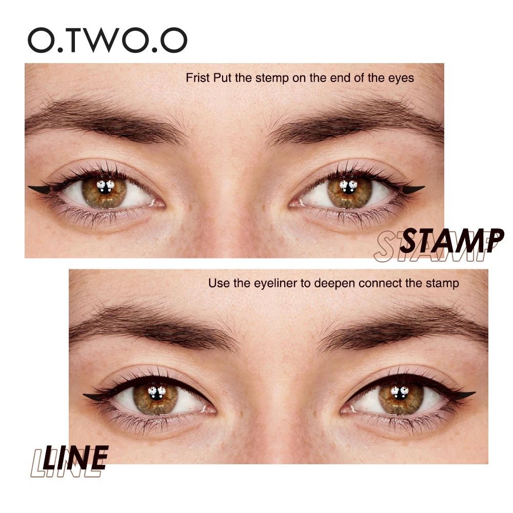 O.TWO.O Double - Ended Stamp Eyeliner — Waterproof, Fast - Dry Liquid Liner Pen | Perfect Wing Every Time - Mzunye