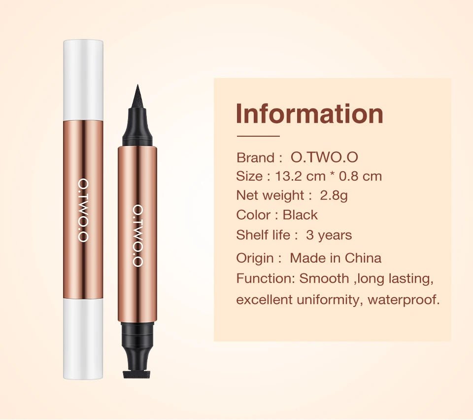 O.TWO.O Double - Ended Stamp Eyeliner — Waterproof, Fast - Dry Liquid Liner Pen | Perfect Wing Every Time - Mzunye