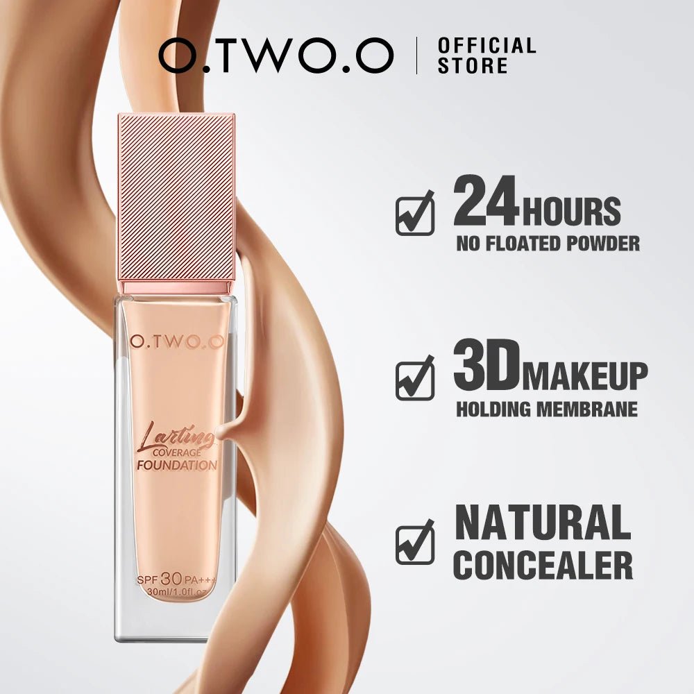O.TWO.O Liquid Foundation — Full Coverage Matte Finish, Oil - Control, Waterproof, Long - Lasting — 6 Shades - Mzunye