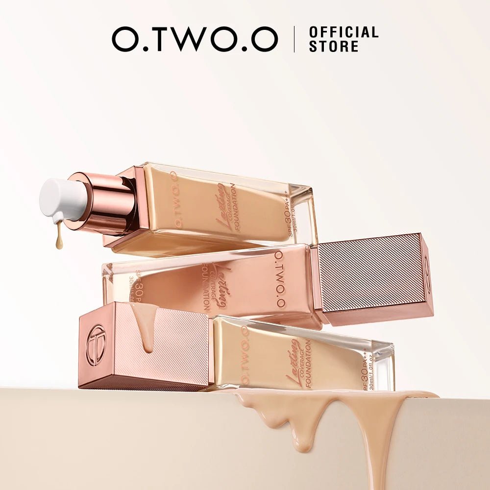 O.TWO.O Liquid Foundation — Full Coverage Matte Finish, Oil - Control, Waterproof, Long - Lasting — 6 Shades - Mzunye