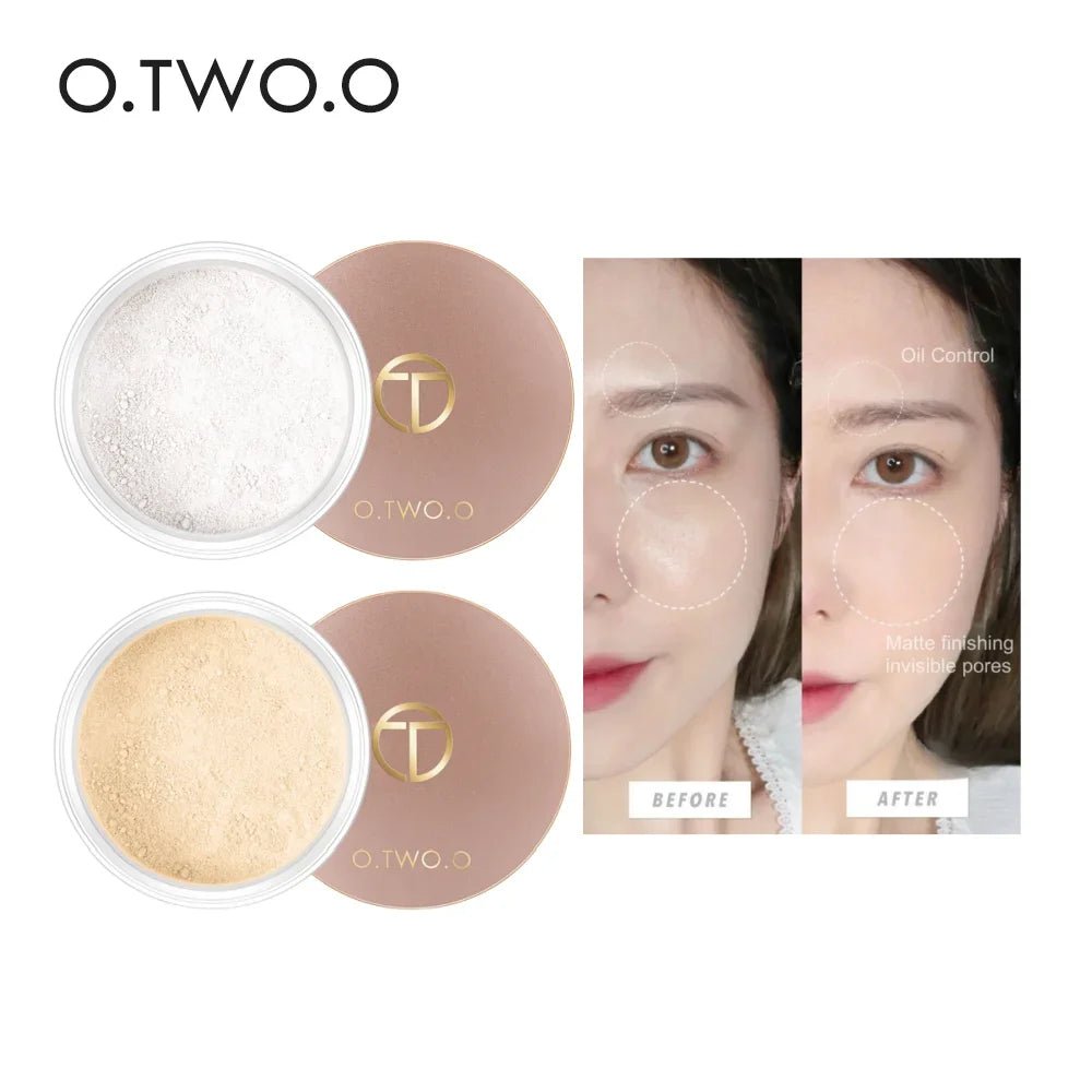 O.TWO.O Loose Setting Powder — Matte Finish, Invisible Pores, Waterproof Long - Lasting Base Makeup | 2 Shades - Mzunye