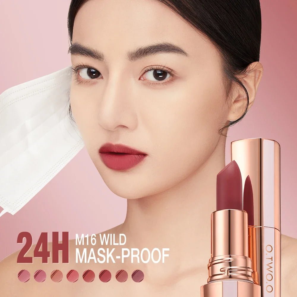 O.TWO.O Matte Velvet Lipstick — Long - Lasting Waterproof Smudge - Free High Pigment Lip Tint in 11 Shades - Mzunye