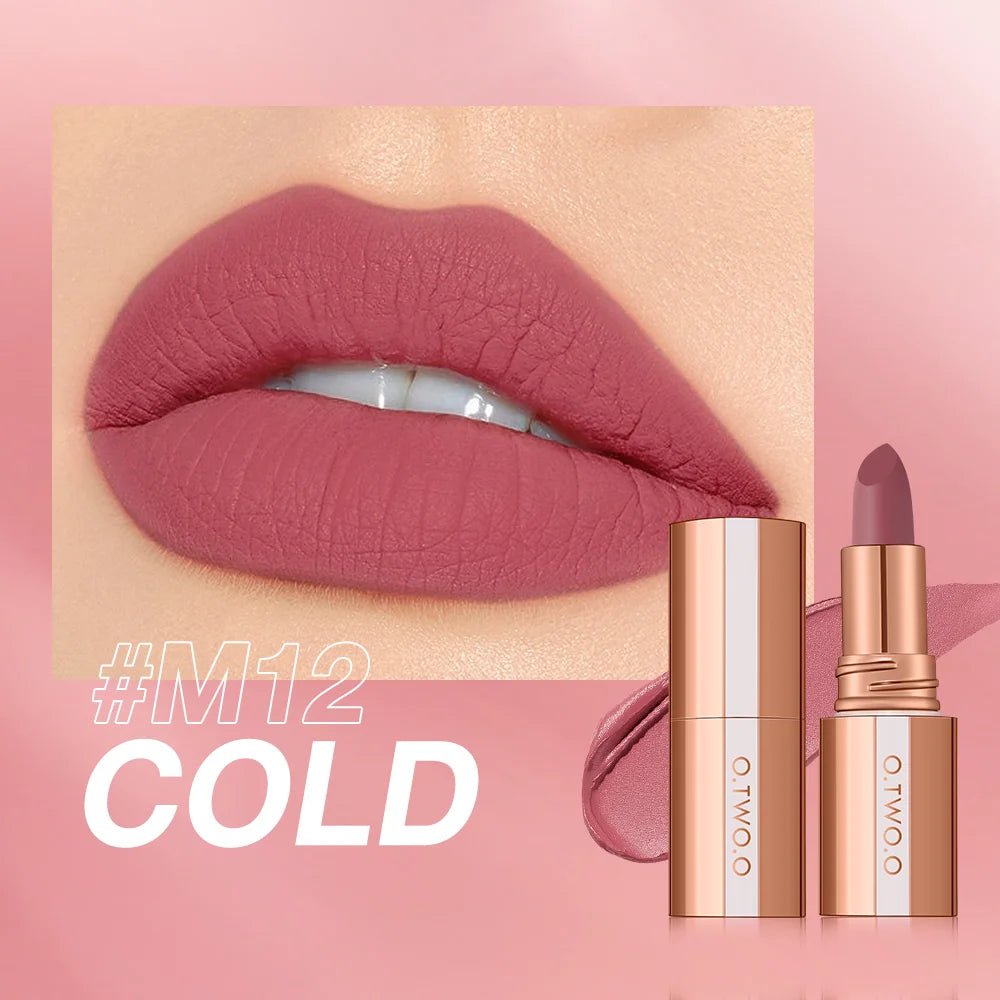 O.TWO.O Matte Velvet Lipstick — Long - Lasting Waterproof Smudge - Free High Pigment Lip Tint in 11 Shades - Mzunye