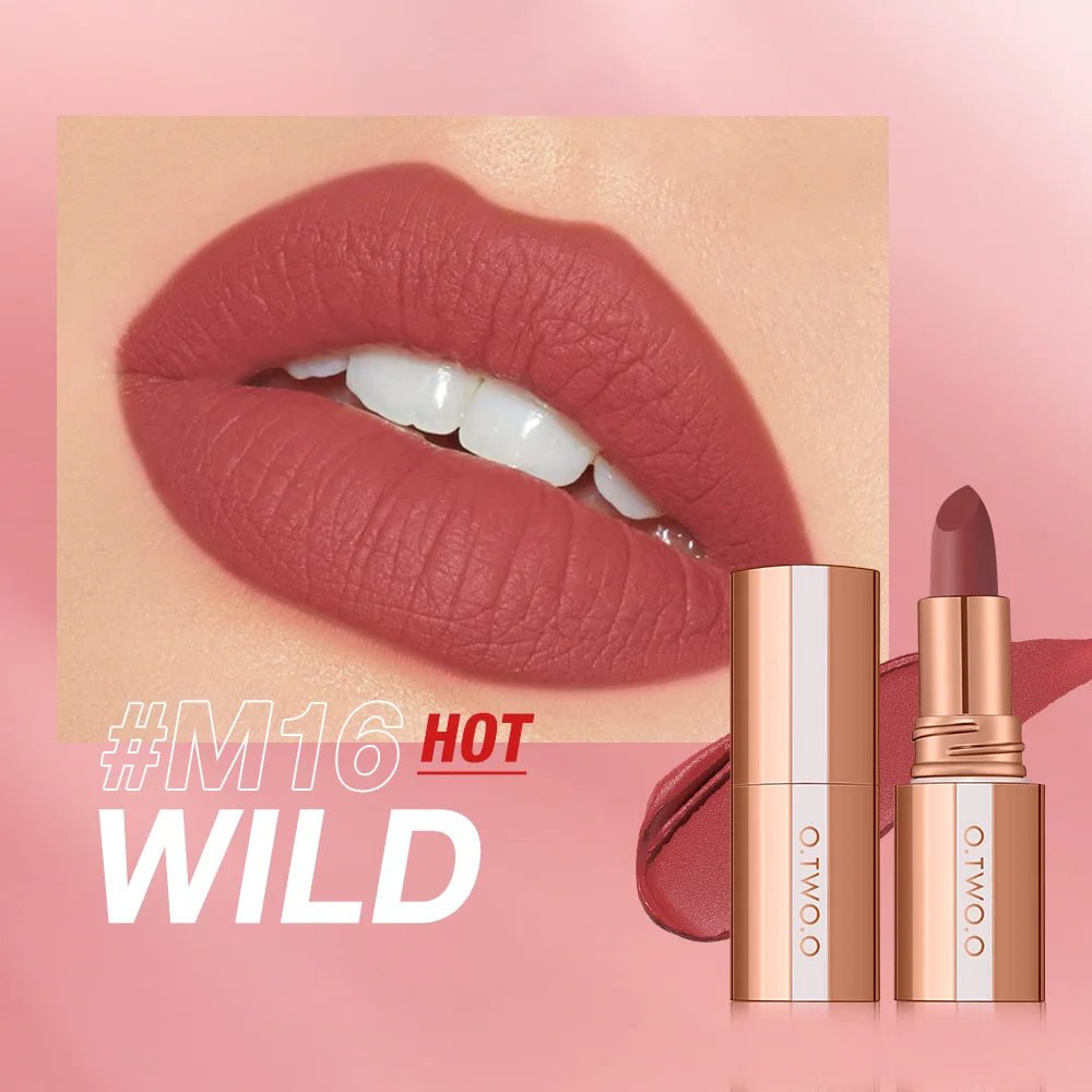 O.TWO.O Matte Velvet Lipstick — Long - Lasting Waterproof Smudge - Free High Pigment Lip Tint in 11 Shades - Mzunye