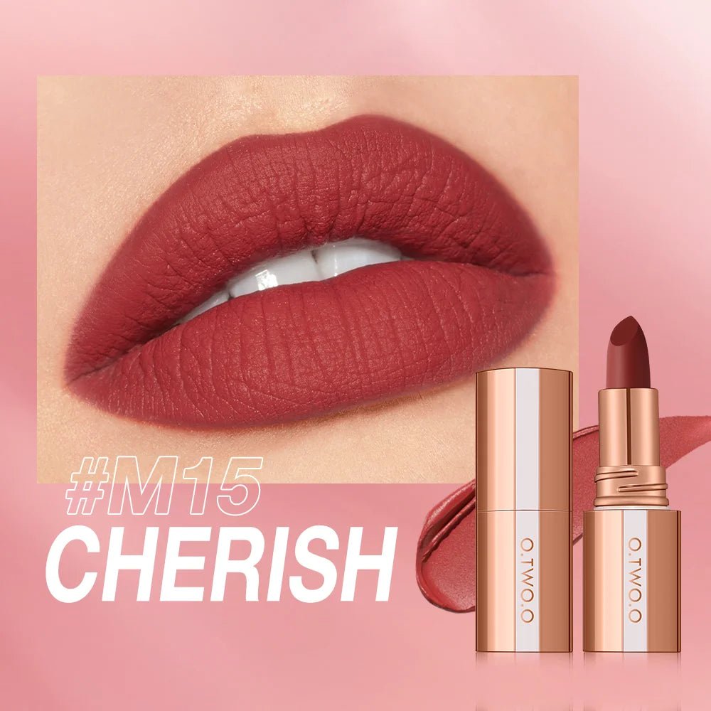 O.TWO.O Matte Velvet Lipstick — Long - Lasting Waterproof Smudge - Free High Pigment Lip Tint in 11 Shades - Mzunye