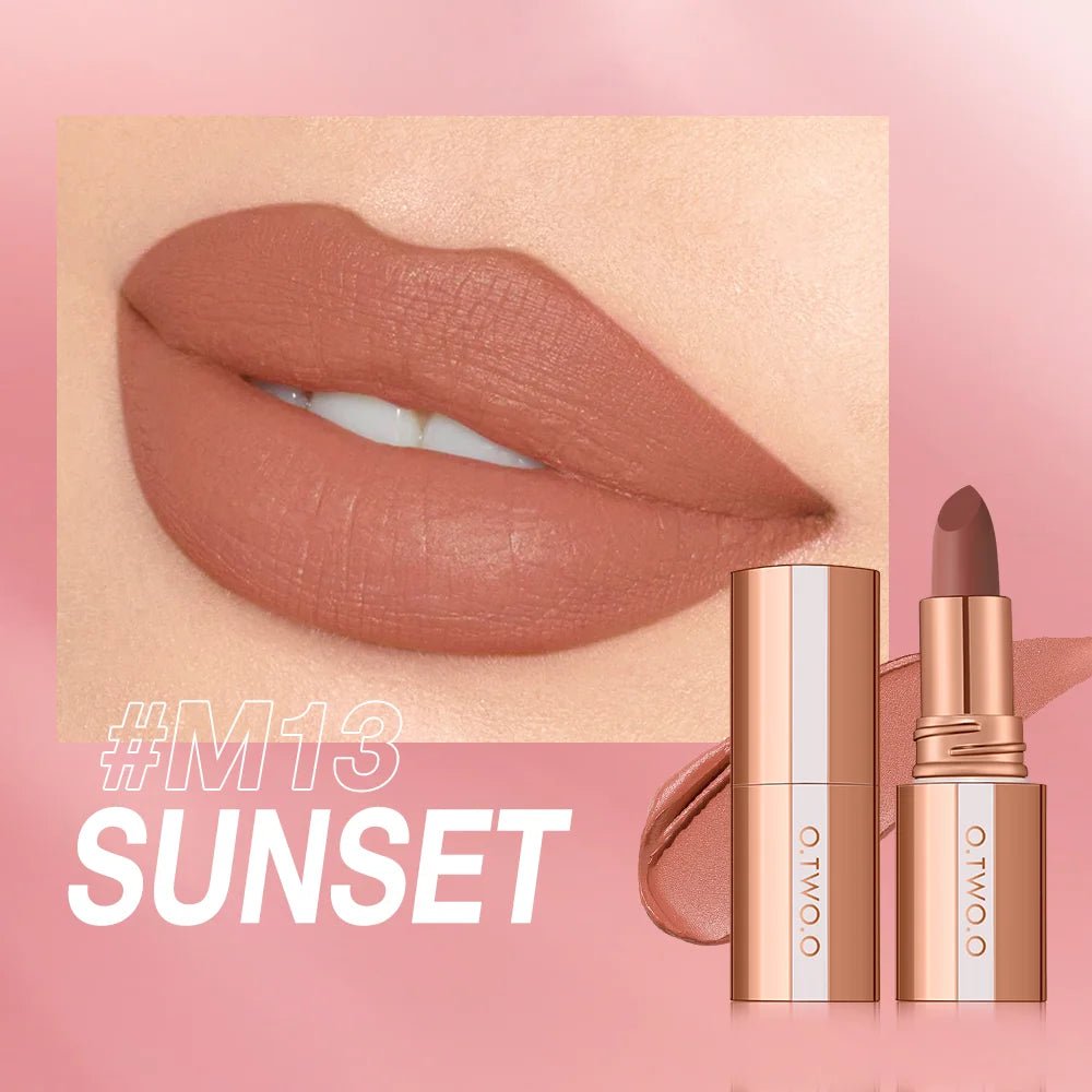 O.TWO.O Matte Velvet Lipstick — Long - Lasting Waterproof Smudge - Free High Pigment Lip Tint in 11 Shades - Mzunye