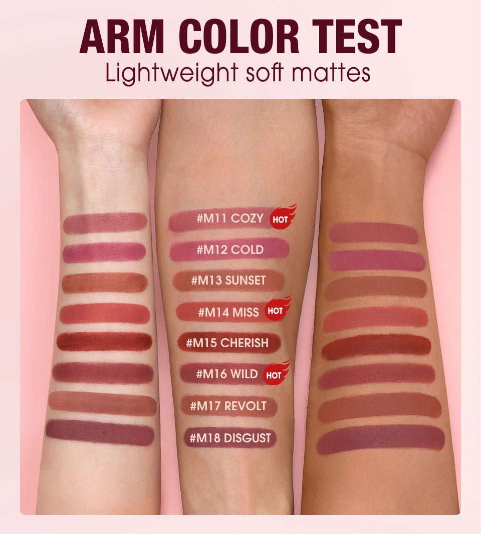 O.TWO.O Matte Velvet Lipstick — Long - Lasting Waterproof Smudge - Free High Pigment Lip Tint in 11 Shades - Mzunye