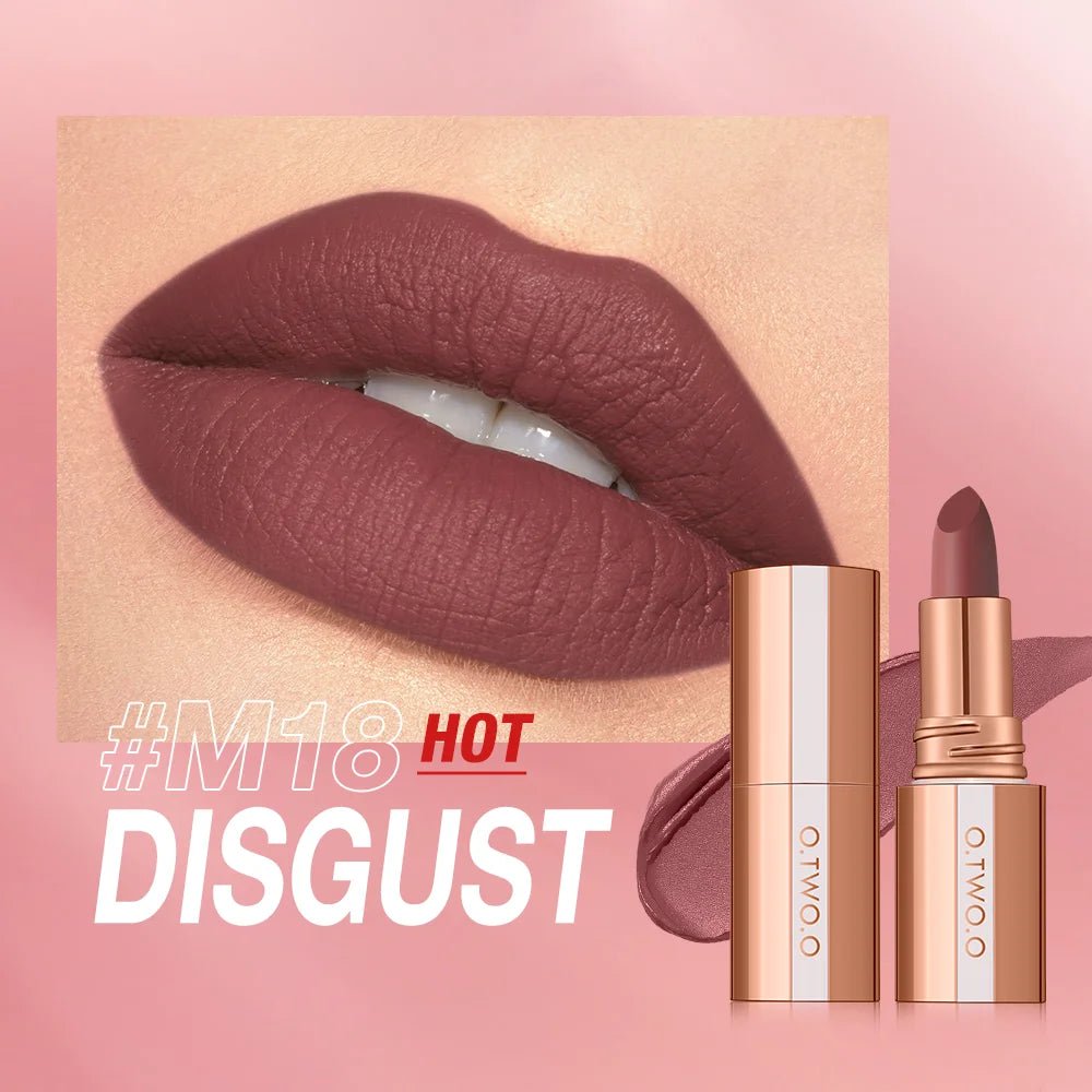 O.TWO.O Matte Velvet Lipstick — Long - Lasting Waterproof Smudge - Free High Pigment Lip Tint in 11 Shades - Mzunye