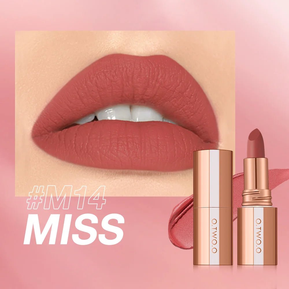 O.TWO.O Matte Velvet Lipstick — Long - Lasting Waterproof Smudge - Free High Pigment Lip Tint in 11 Shades - Mzunye
