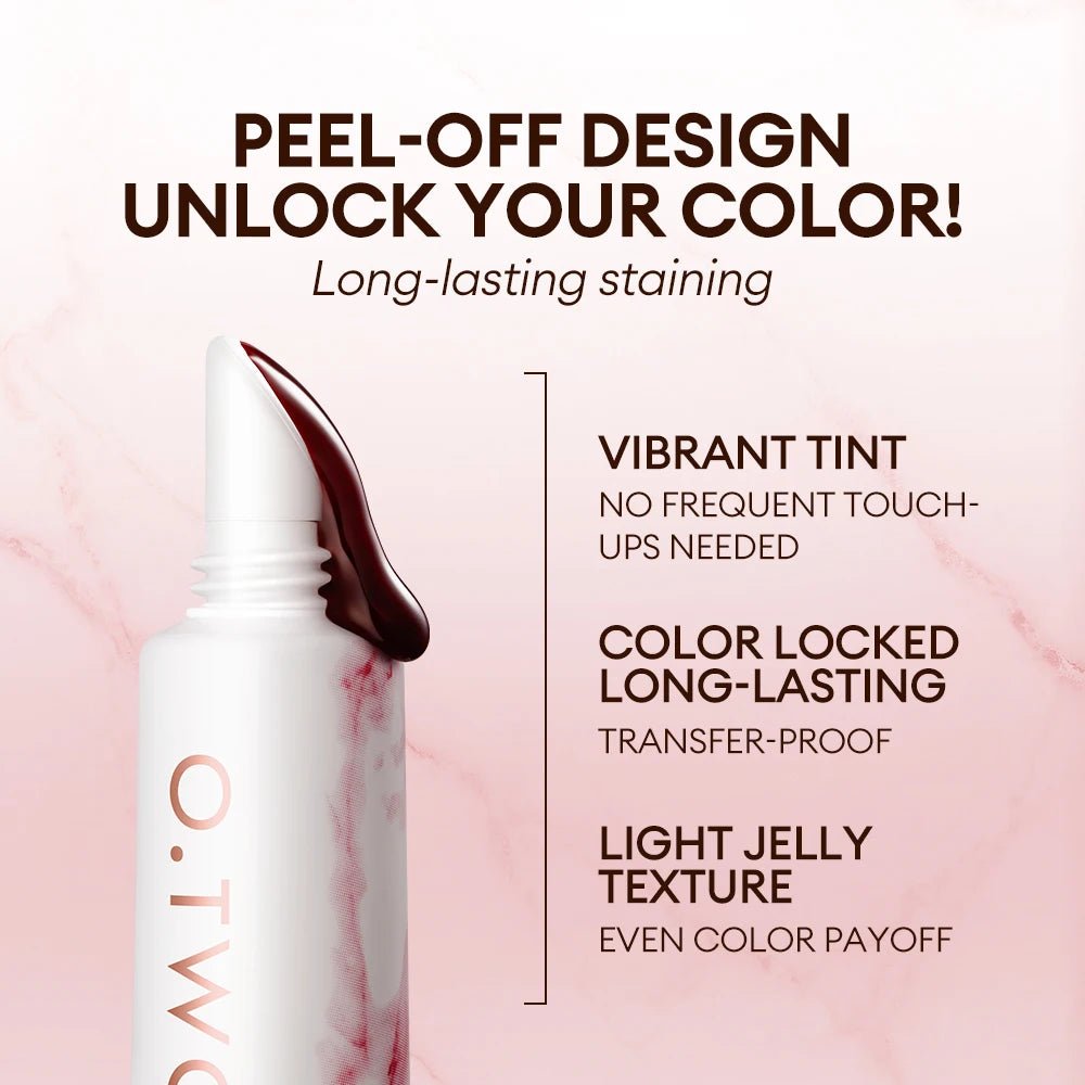 O.TWO.O Peel - Off Lip Stain — 48H Colour Lock Waterproof Lip Tint - Mzunye