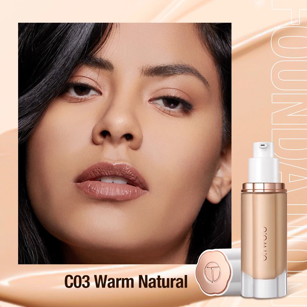 O.TWO.O SPF30 Liquid Foundation — High Coverage, Oil - Control, Waterproof Makeup Base Cream | 3 Shades - Mzunye