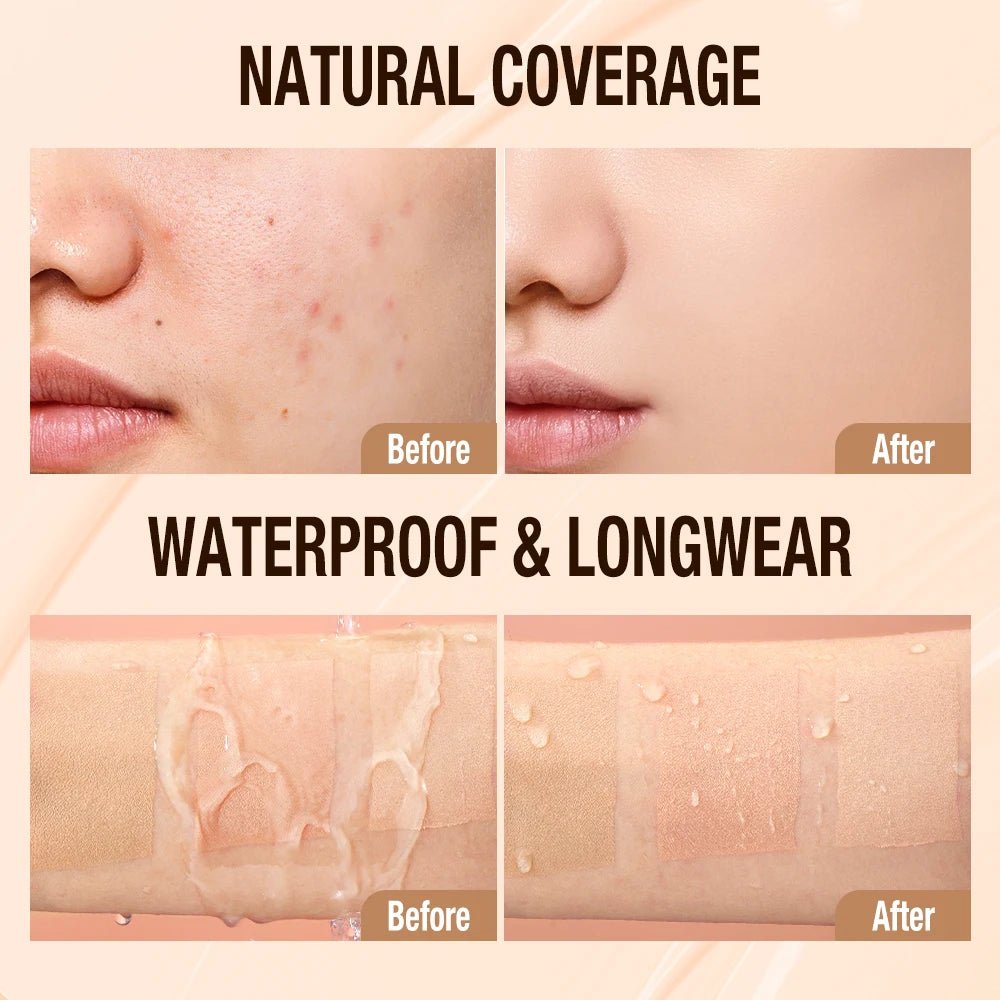 O.TWO.O SPF30 Liquid Foundation — High Coverage, Oil - Control, Waterproof Makeup Base Cream | 3 Shades - Mzunye