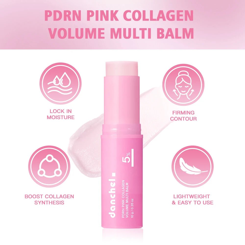 PDRN Pink Collagen Volume Balm Stick | Anti - Aging, Firming & Wrinkle Filler for Eyes, Neck & Forehead - Mzunye
