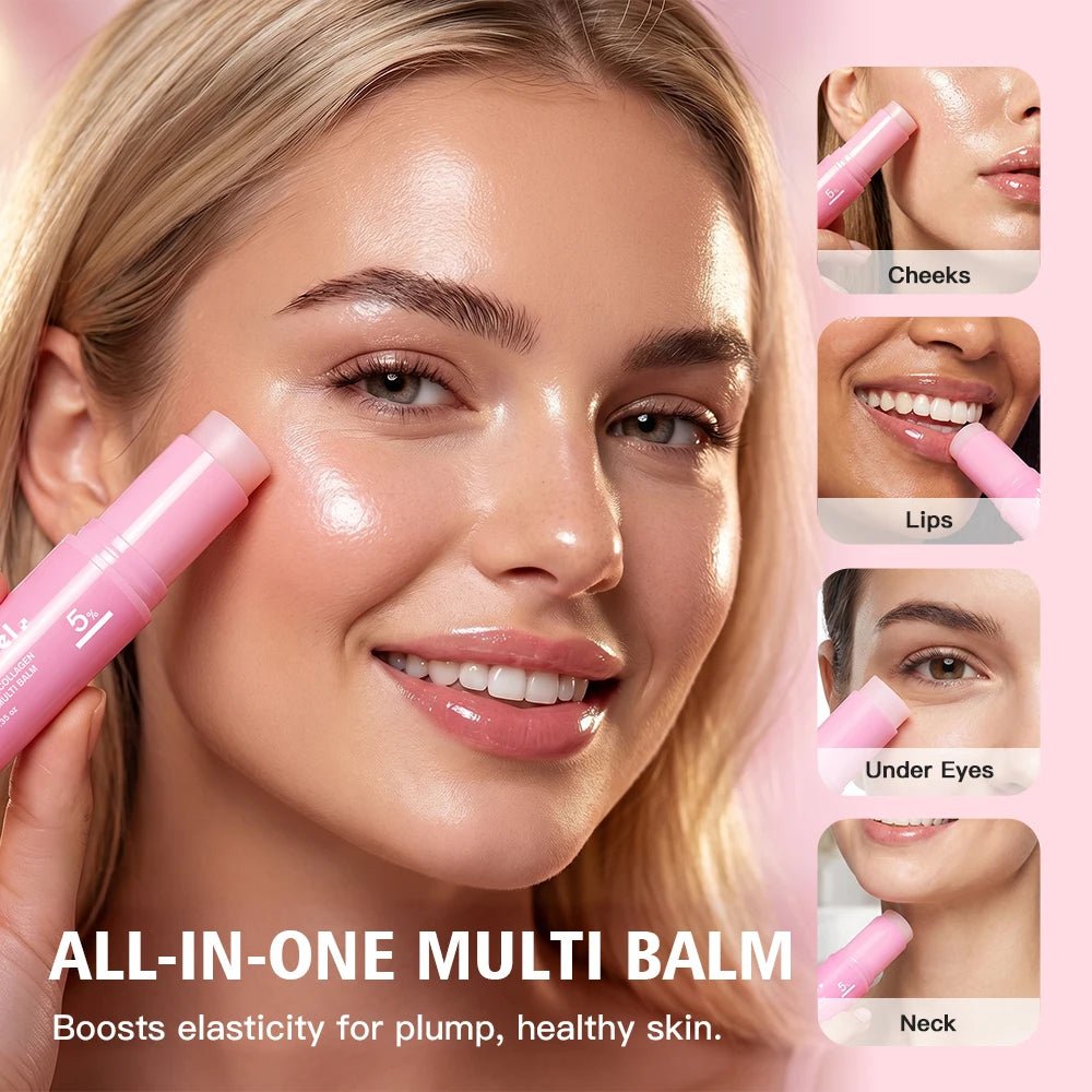 PDRN Pink Collagen Volume Balm Stick | Anti - Aging, Firming & Wrinkle Filler for Eyes, Neck & Forehead - Mzunye