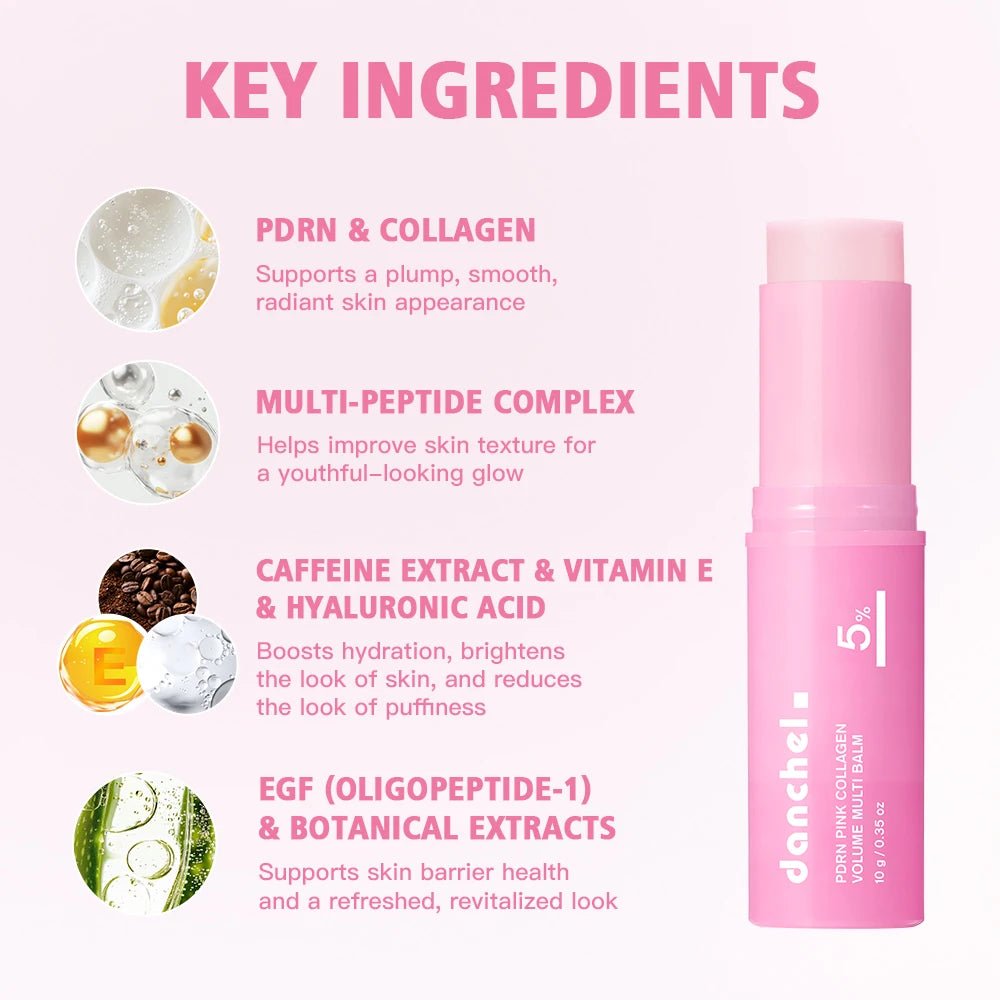PDRN Pink Collagen Volume Balm Stick | Anti - Aging, Firming & Wrinkle Filler for Eyes, Neck & Forehead - Mzunye
