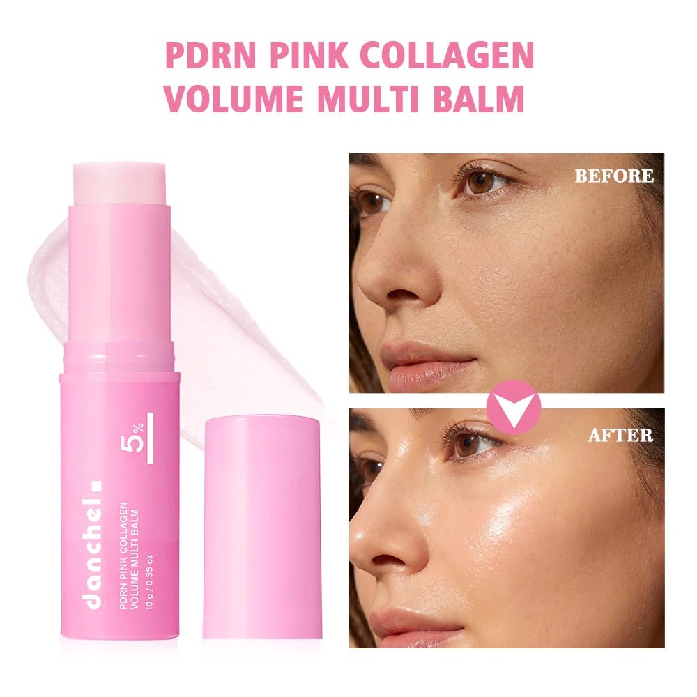 PDRN Pink Collagen Volume Balm Stick | Anti - Aging, Firming & Wrinkle Filler for Eyes, Neck & Forehead - Mzunye