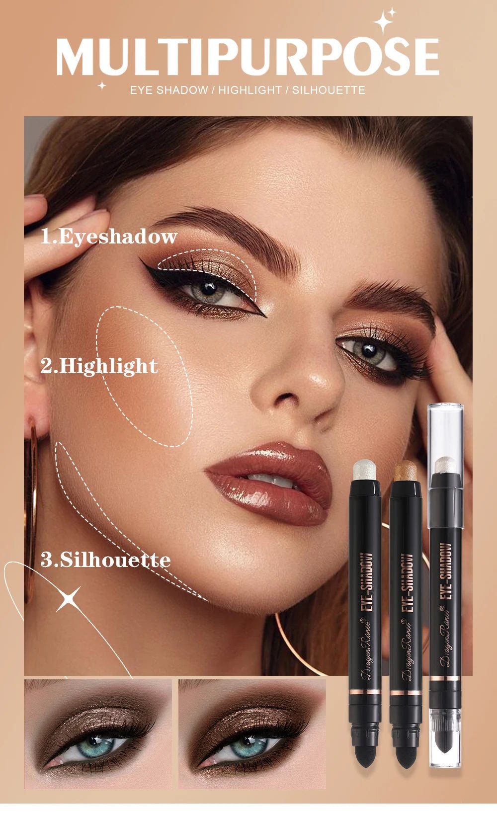 Pearlescent Eyeshadow Pen — One - Touch Waterproof Shimmer Liquid Eye - Mzunye