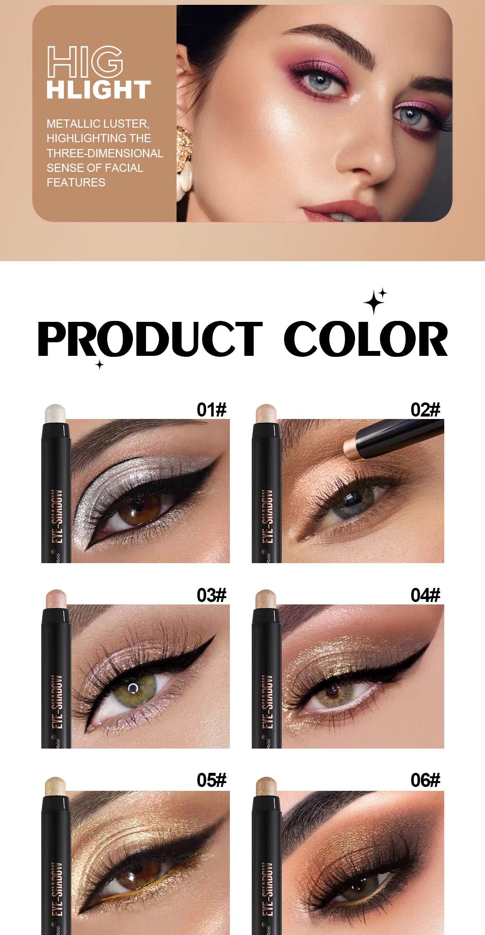 Pearlescent Eyeshadow Pen — One - Touch Waterproof Shimmer Liquid Eye - Mzunye
