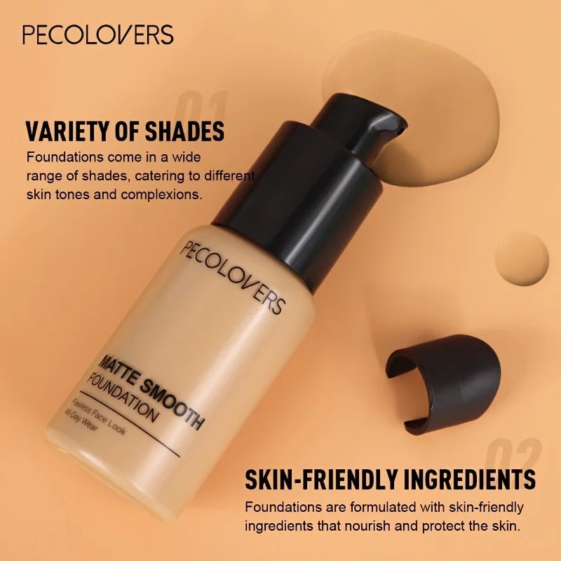 PECOLOVERS Matte Liquid Foundation — Full Coverage, All - Day Oil Control - Mzunye