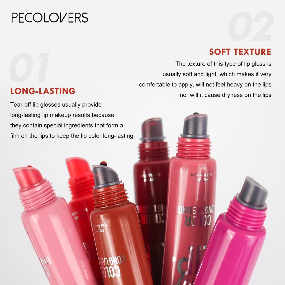 Peel - Off Lip Gloss — 6 Colors Waterproof Long - Lasting Moisturizing Non - Stick Liquid Lip Gloss - Mzunye